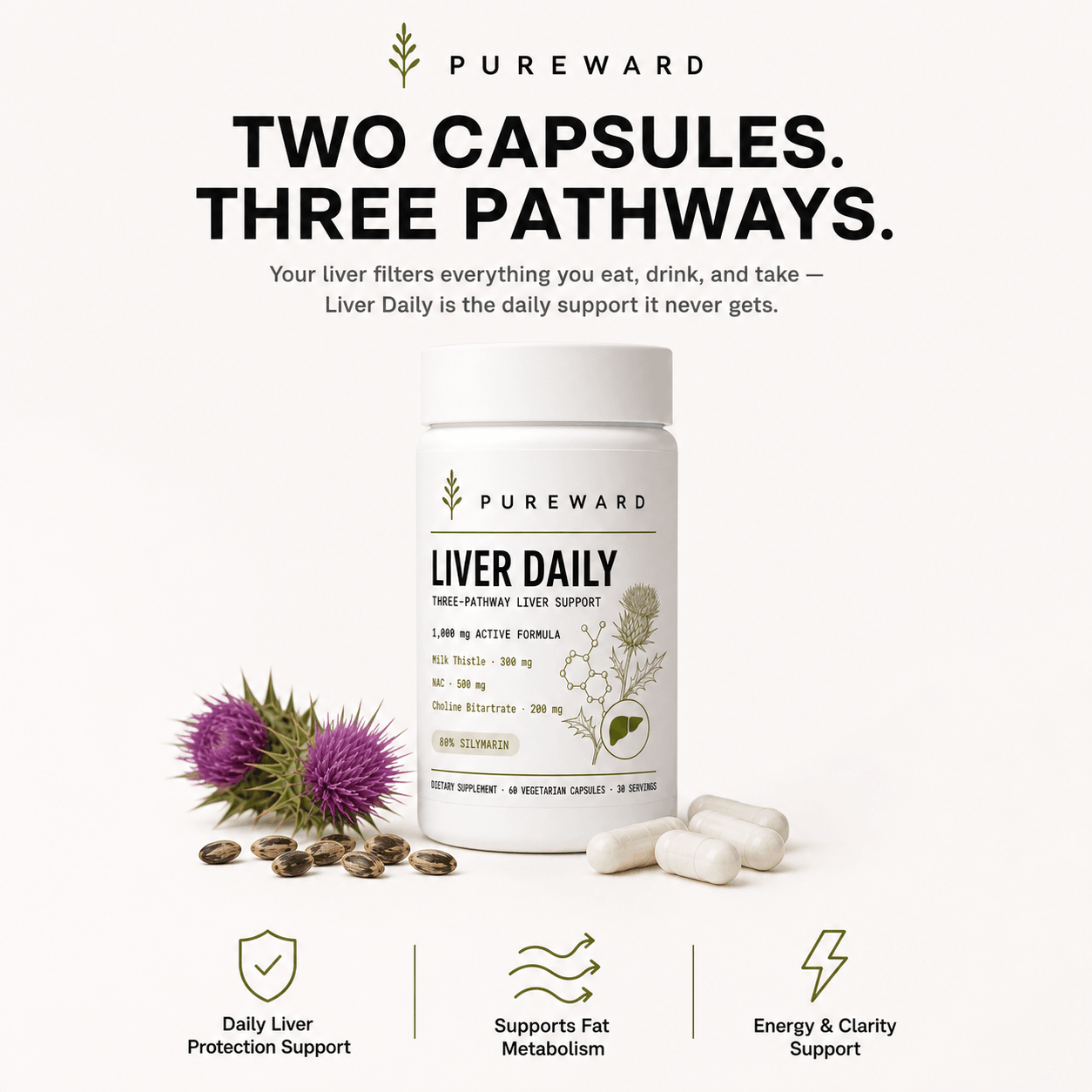 Milk Thistle, NAC & Choline Liver Support Capsules